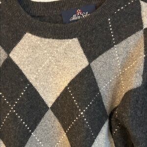 Allen Solly Men's Crewneck Argyle Sweater - Black and Gray